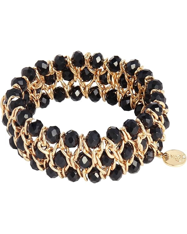 Coiris Glass Bead Crystal Wrap Bangle Bracelet with Alloy Elastic Cord Gifts for Women | Amazon (US)
