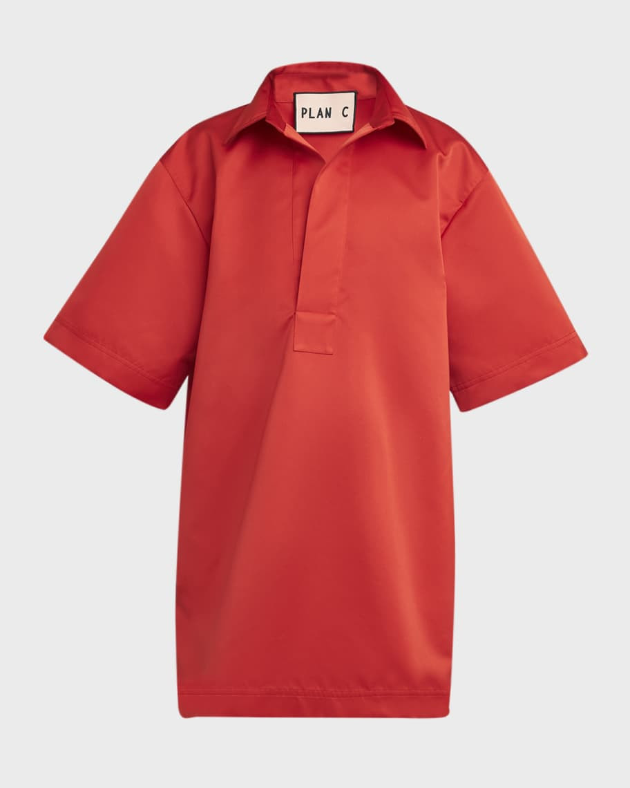Plan C Short-Sleeve Shift Mini Shirtdress | Neiman Marcus