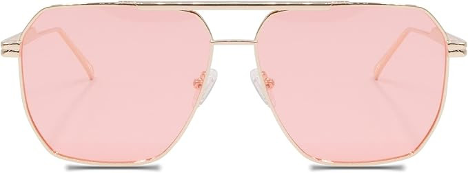 Xpectrum Retro Oversized Aviator Trendy Sunglasses Mens Womens Square Metal Gold Sun Glasses Pola... | Amazon (US)