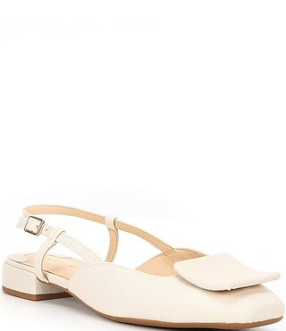 Micah Textured Leather Ornament Slingback Flats | Dillard's