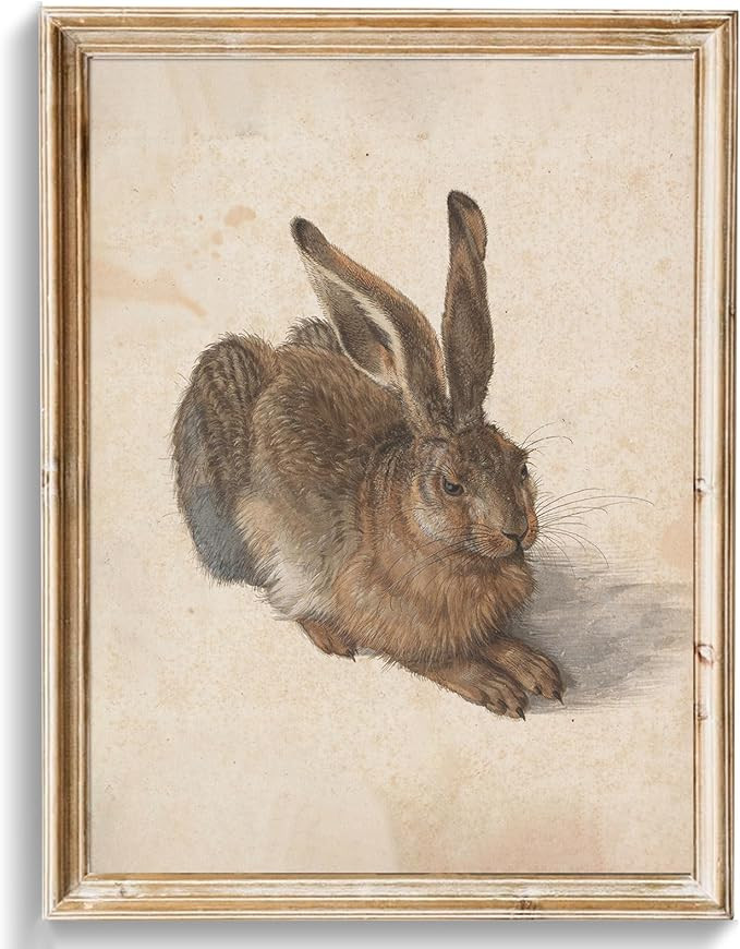 uniro Vintage Rabbit Wall Art Prints Easter Bunny Wall Decor, Neutral R abbit Canvas Oil Painting... | Amazon (US)