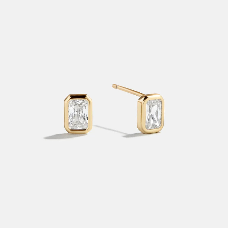 Bianca 14K Gold Earrings - Emerald Bezel Set Earrings | BaubleBar