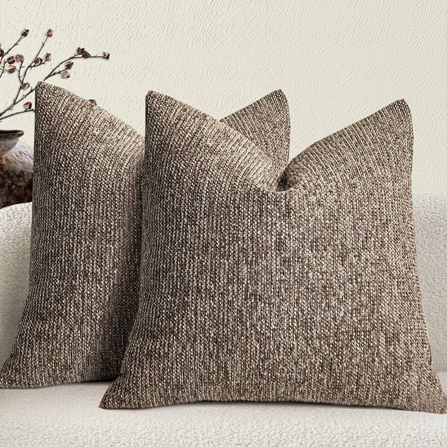 Chenille Couch Decorative Throw Pillow Covers - 20 x 20 Inch Vintage Mid Century Retro Farmhouse ... | Amazon (US)