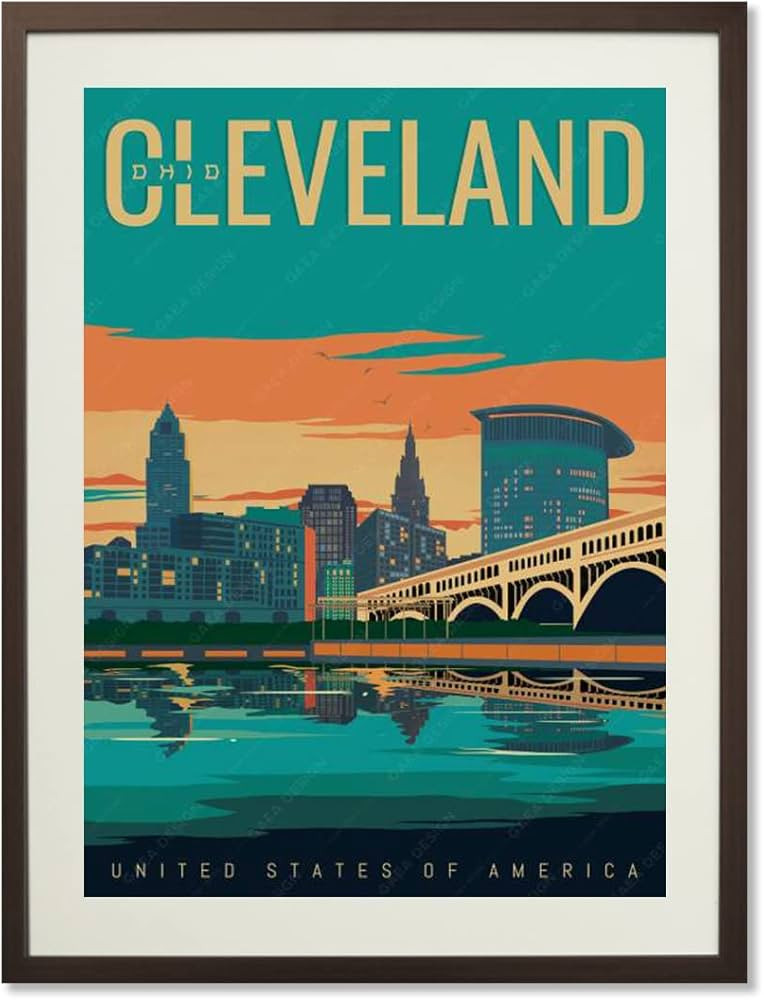gaeaverse Cleveland Ohio American City Landscape Decorative Paintings Vintage Travel Poster Retro... | Amazon (US)