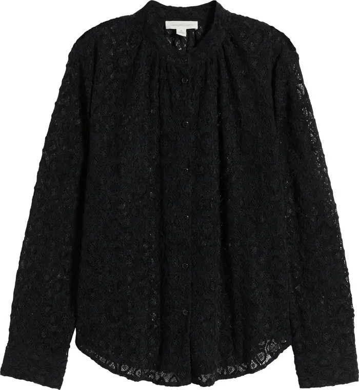 Treasure & Bond Band Collar Lace Button-Up Shirt | Nordstrom | Nordstrom