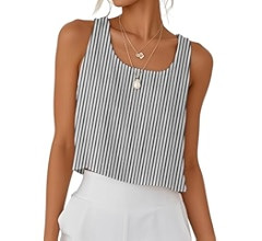 IDEALSANXUN Womens Scoop Neck Crop Tank Tops Spring Summer Sleeveless Tops | Amazon (US)