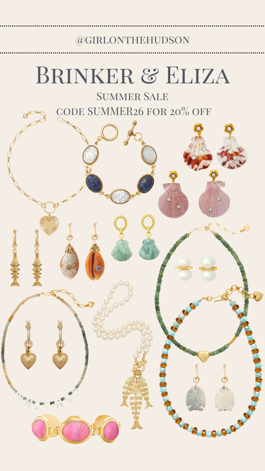 Brinker + Eliza sale! Use code SUMMER26 for 20% off my favorite seasonal coastal-inspired jewelry: the most gorgeous statement necklaces, earrings and bracelets. Linking what I own and love!!  

 #LTKootd #LTKselfcare #LTKSaleAlert