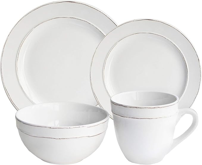 American Atelier Olivia Round 16 Piece Dinnerware Set, White | Amazon (US)