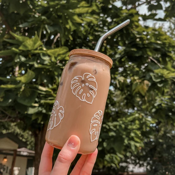 Monstera Leaf Beer Glass Can Glass Coffee Cup Soda Glass | Etsy | Etsy (US)