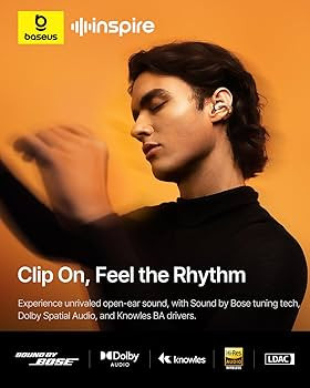 Baseus Inspire XC1 Open Ear Clip-On Earbuds, Sound by Bose, Dolby Audio, Adaptive Tunning Sound, ... | Amazon (US)