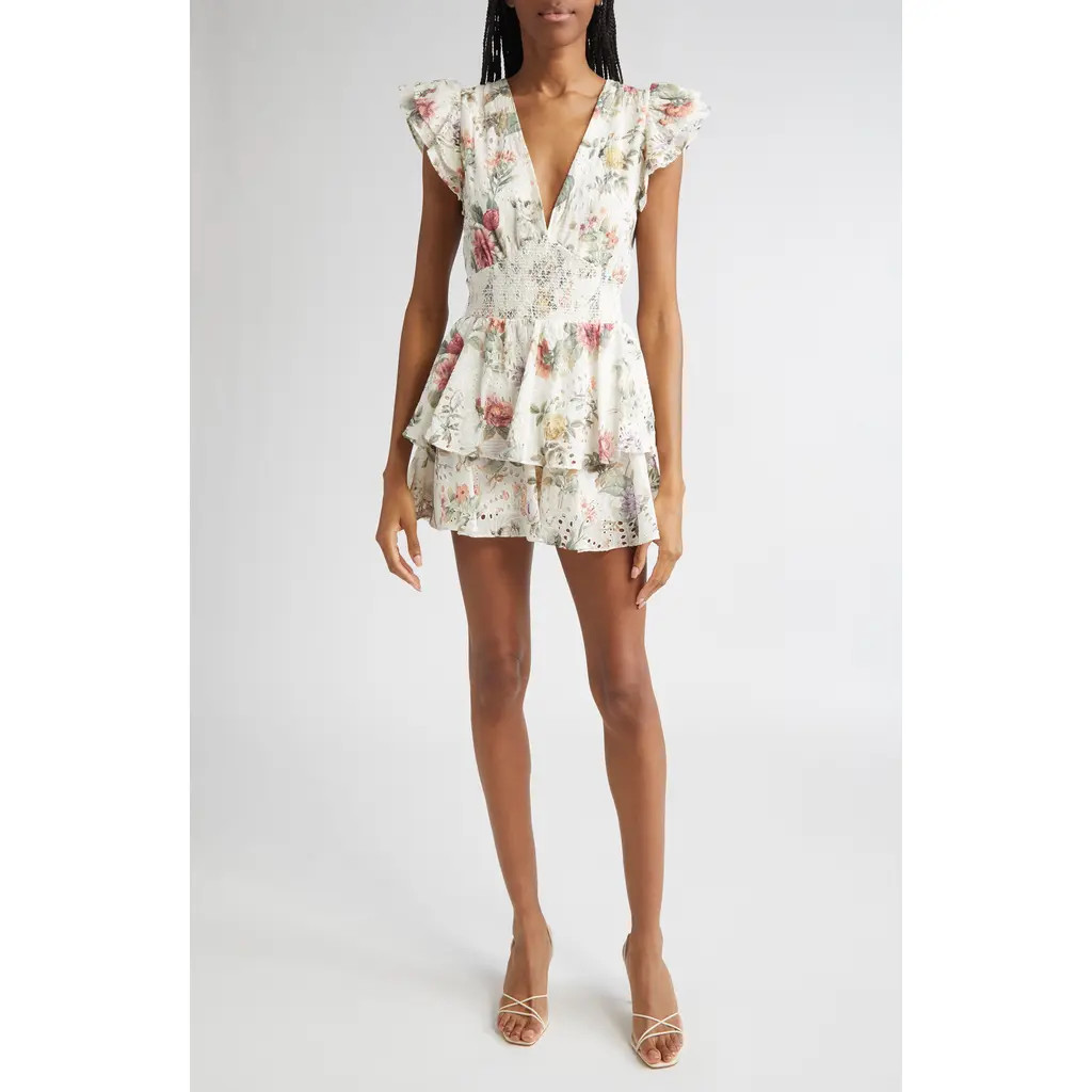 Alice + Olivia Kessie Tiered Ruffle Romper in Sweet Nothings at Nordstrom Rack, Size 12 | Nordstrom Rack