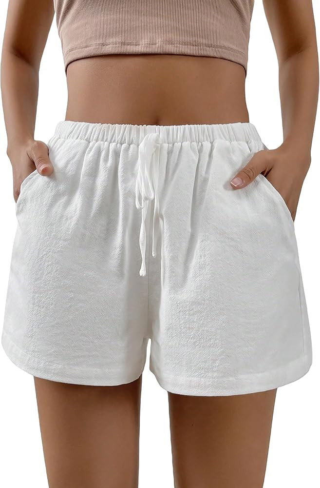 MakeMeChic Women's Casual Drawstring Waist Sweat Shorts Running Track Shorts | Amazon (US)