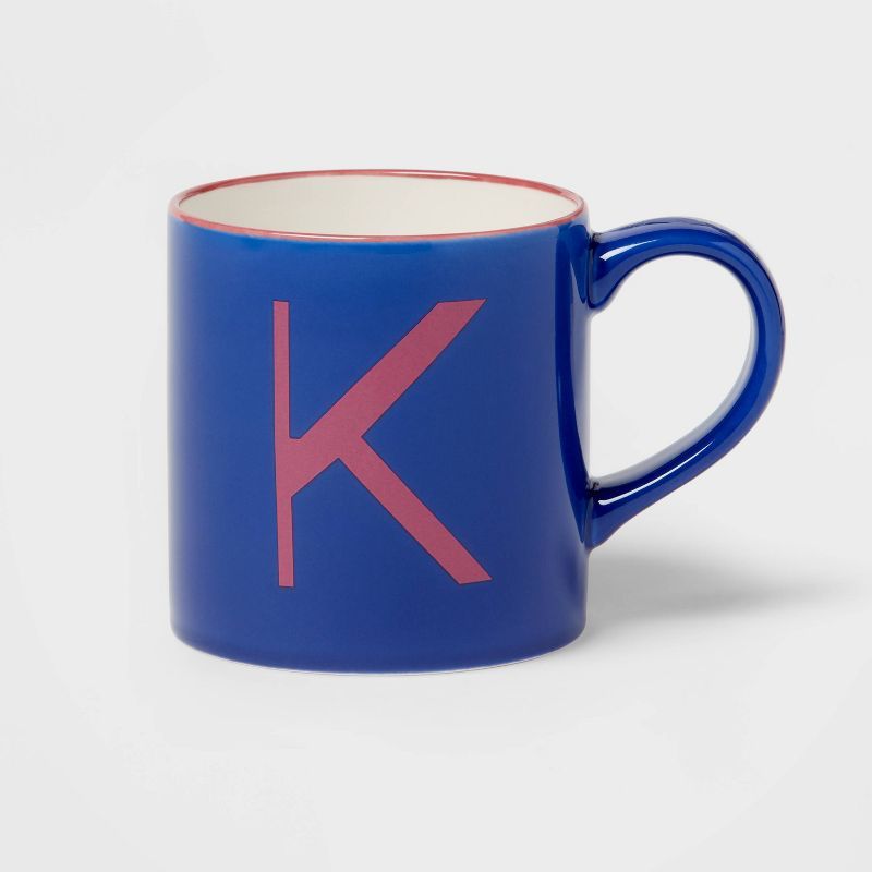 16oz Stoneware Monogram Mug &#39;K&#39; Navy Blue - Opalhouse&#8482; | Target