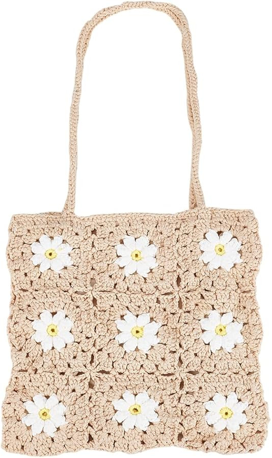 ORIGACH Daisy Crochet Granny Square Shoulder Bag Crochet Handmade Bag for Women Boho Crochet Bag ... | Amazon (US)