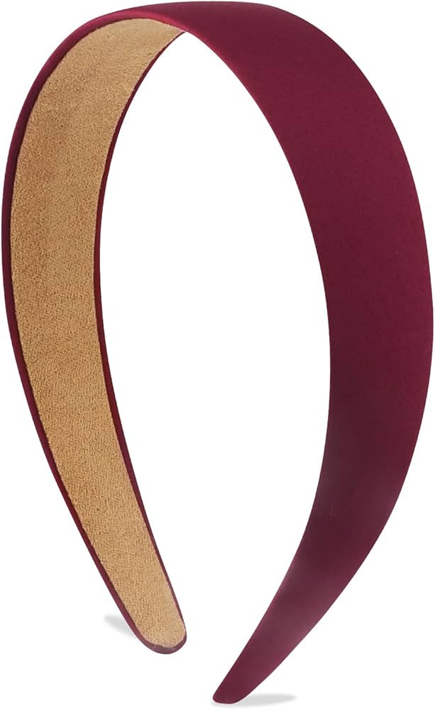 Satin Headbands for Women & Girls - Red, Burgundy Plain Headbands (1.18 Inch Wide) - Non Slip, Ha... | Amazon (US)