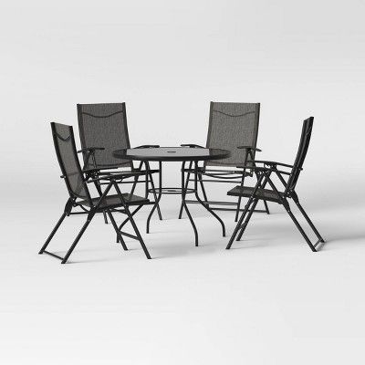 Kingman 5pc Sling Folding Patio Dining Set - Dark Gray  - Project 62™ | Target