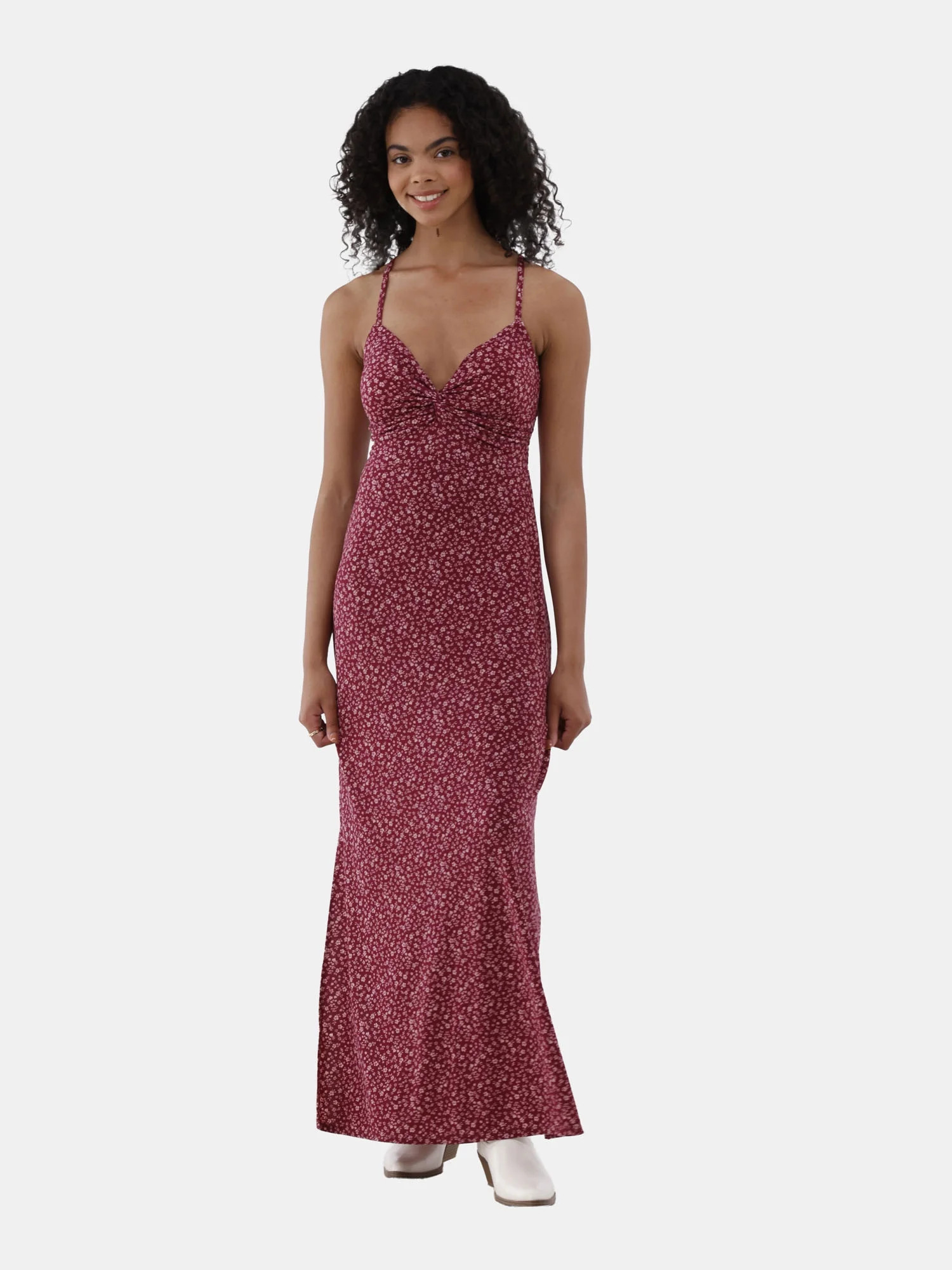 No Boundaries Twist Maxi Dress, Women's and Women's Plus - Walmart.com | Walmart (US)