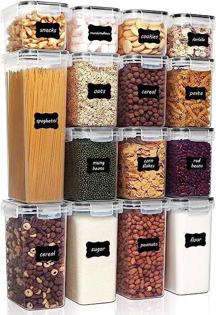 Vtopmart Airtight Food Storage Containers Set with Lids, 15pcs BPA Free Plastic Dry Food Canister... | Amazon (US)