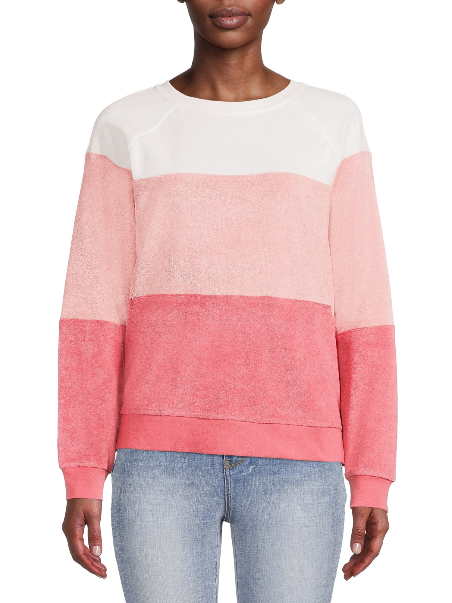 Time And Tru Women's Color Block Sweater - Walmart.com | Walmart (US)