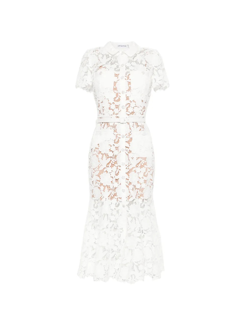 lace collared midi dress | Farfetch Global