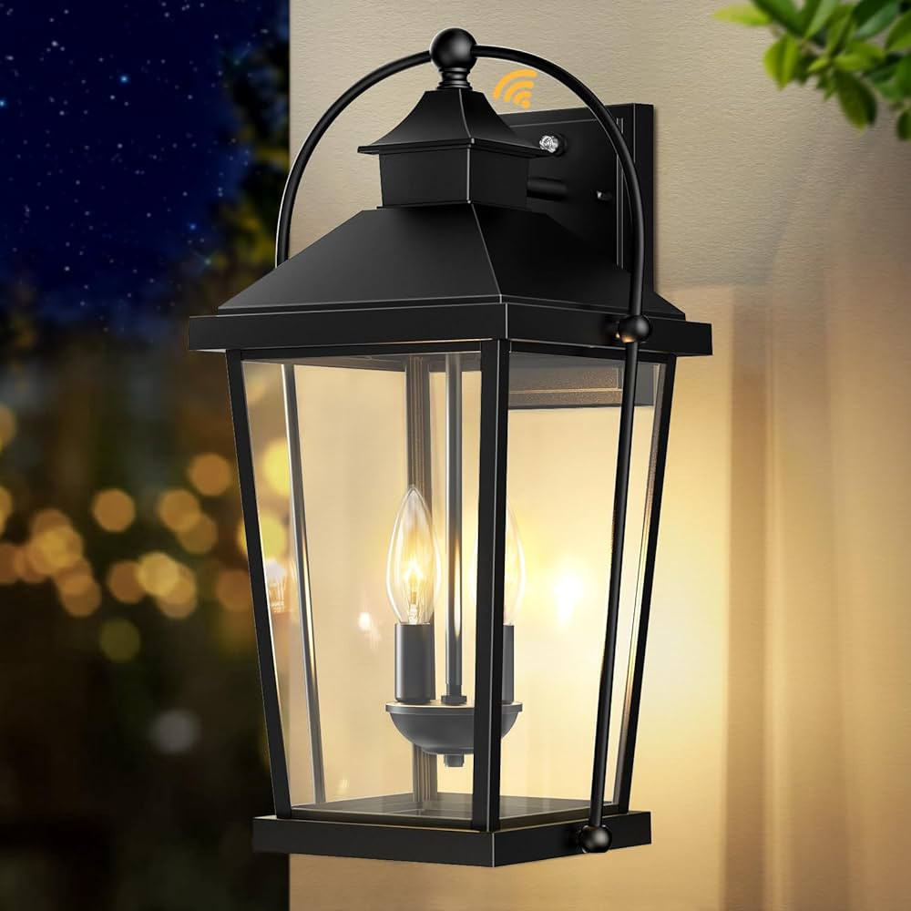 Extra Large 20" Outdoor Wall Lights, 2-Light Dusk to Dawn Porch Light Outdoor, Black Waterproof E... | Amazon (US)