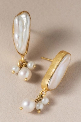 Bezel Freshwater Pearl Earrings | Anthropologie (US)