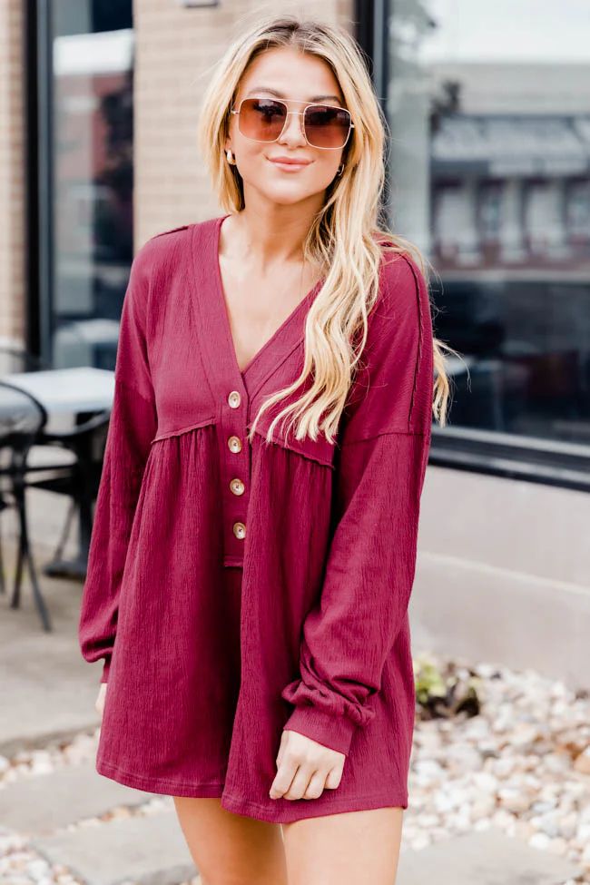 All Hope Wine Romper | Pink Lily