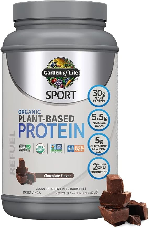 Organic Vegan Sport Protein Powder, Chocolate - Probiotics, BCAAs, 30g Plant Protein for Premium ... | Amazon (US)