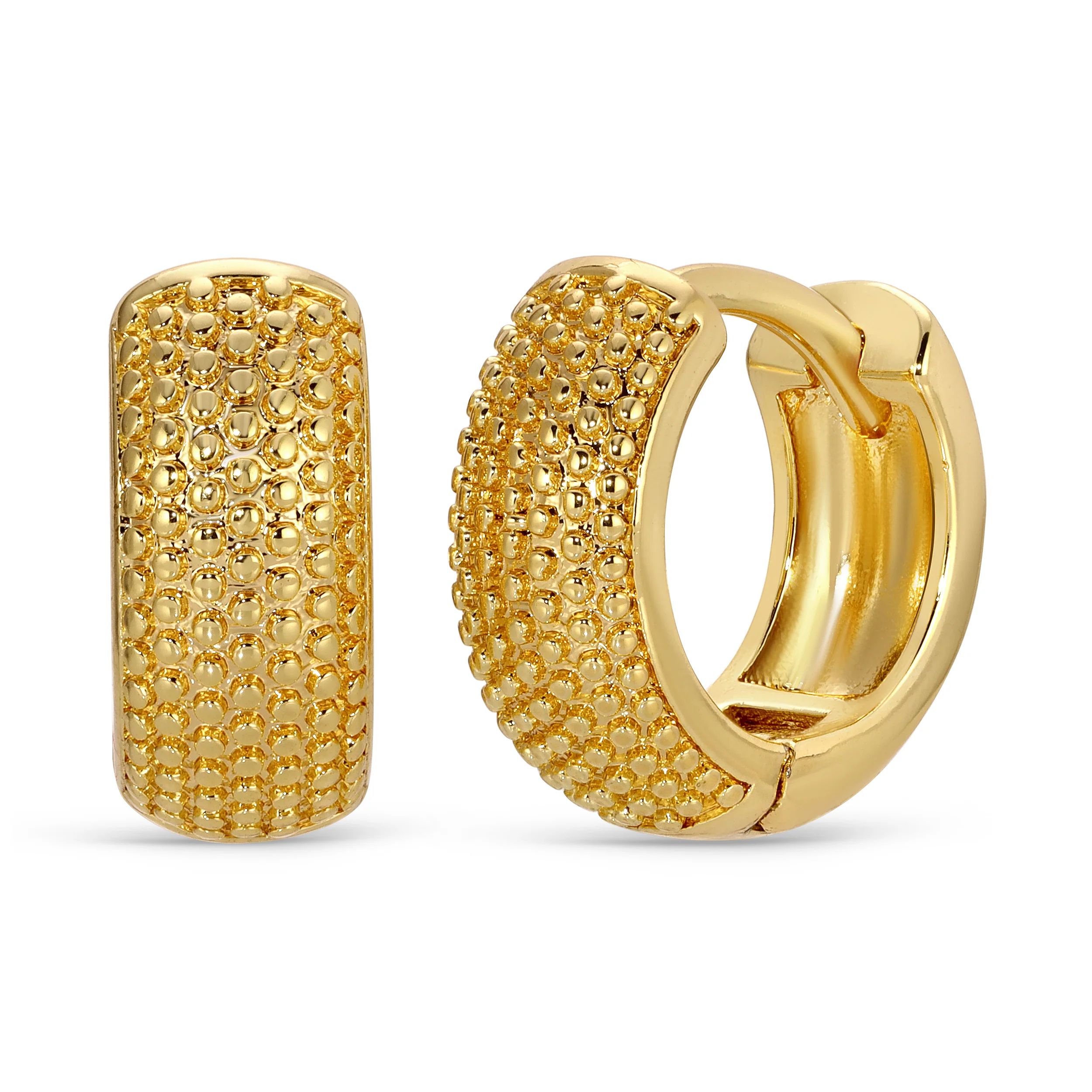 Gold Dotted Huggie 14MM | Meghan Bo Designs