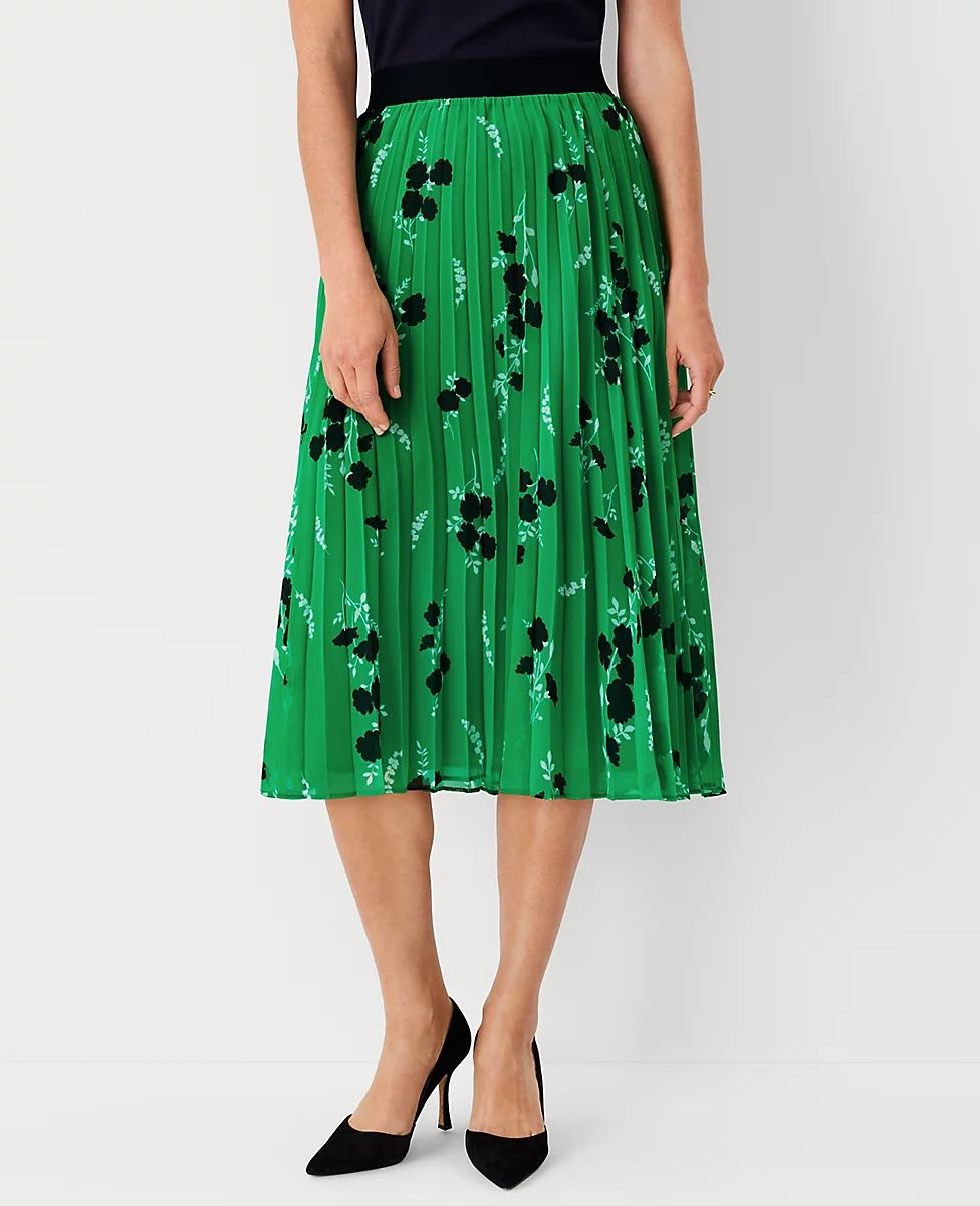 Floral Pleated Midi Skirt | Ann Taylor (US)