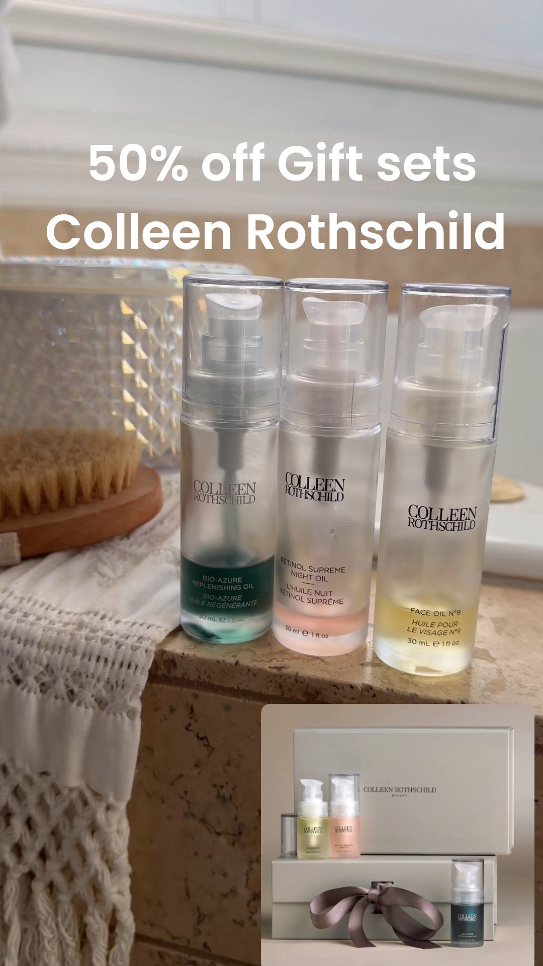 🚨 50% off  All Colleen Rothschild Gift Sets 🎁

30% off everything else…
Ends tonight🎁

I adore the facial oils and use daily, facial oil, retinol supreme oil, blue azure replenish oil

Sold individual or in a minis set!

The mini set is a great way to try them out🎁❤️🎄

#LTKSaleAlert #LTKCyberWeek #LTKGiftGuide