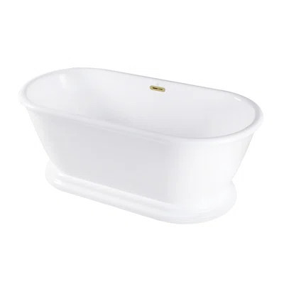 Kingston Brass Aqua Eden 60-Inch Acrylic Oval Double Ended Pedestal Tub With Drain | Wayfair North America