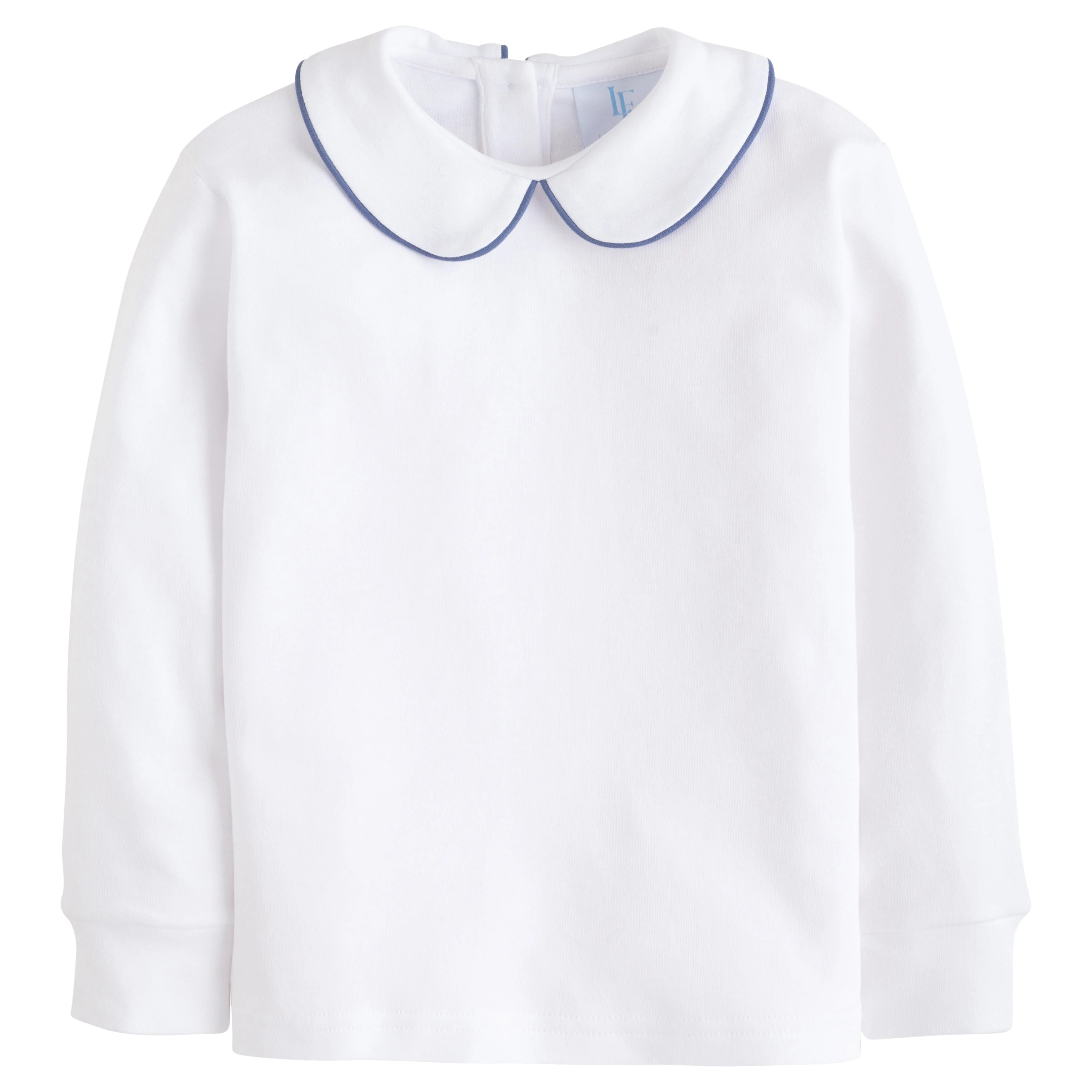 Boy's Piped Peter Pan Collared Shirt - Gray Blue | Little English | Little English