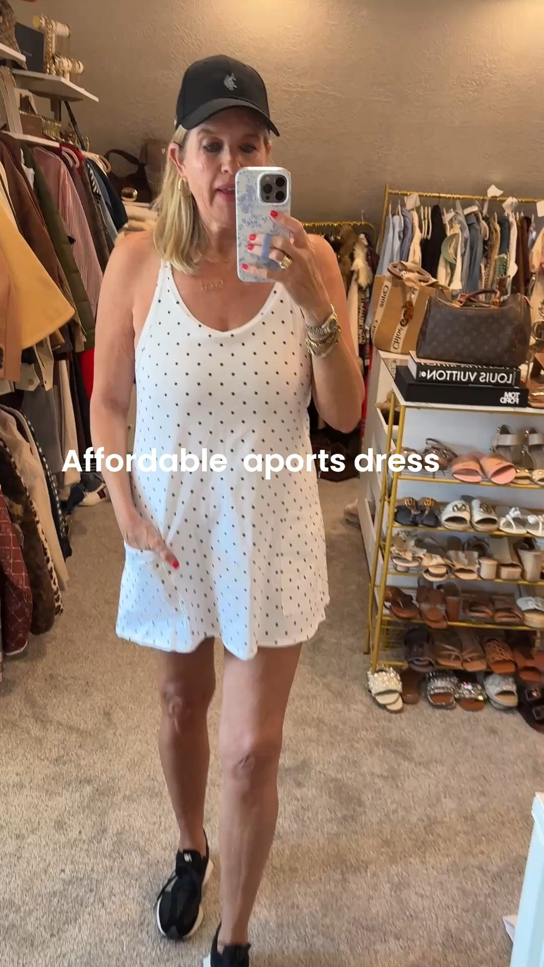 Affordable sports dress

Comes in several colors and in polka dot 

Built in bra and shorts fits tts

Great for pickle ball/walking/ running errands watching kids games 

Ralph Lauren baseball cap 
In several colors 

New balance tennis shoe
327 still on sale Nordstrom 
Tts

#LTKootd #LTKOver40 #LTKSaleAlert