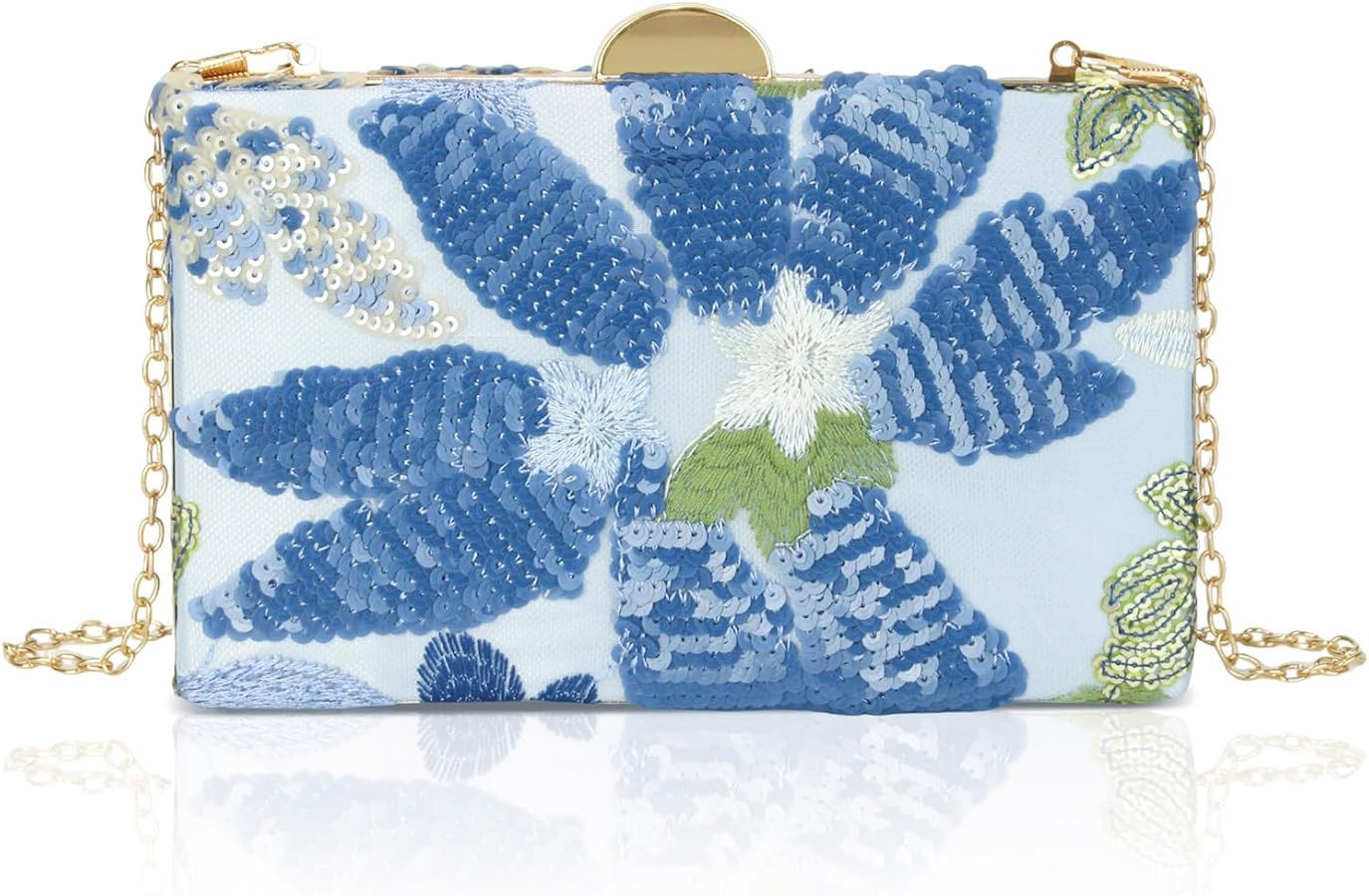 Embroidered Sequin Clutch Purse for Women,Elegant Floral Beaded Evening Bag,Wedding Guest Purse,S... | Amazon (US)