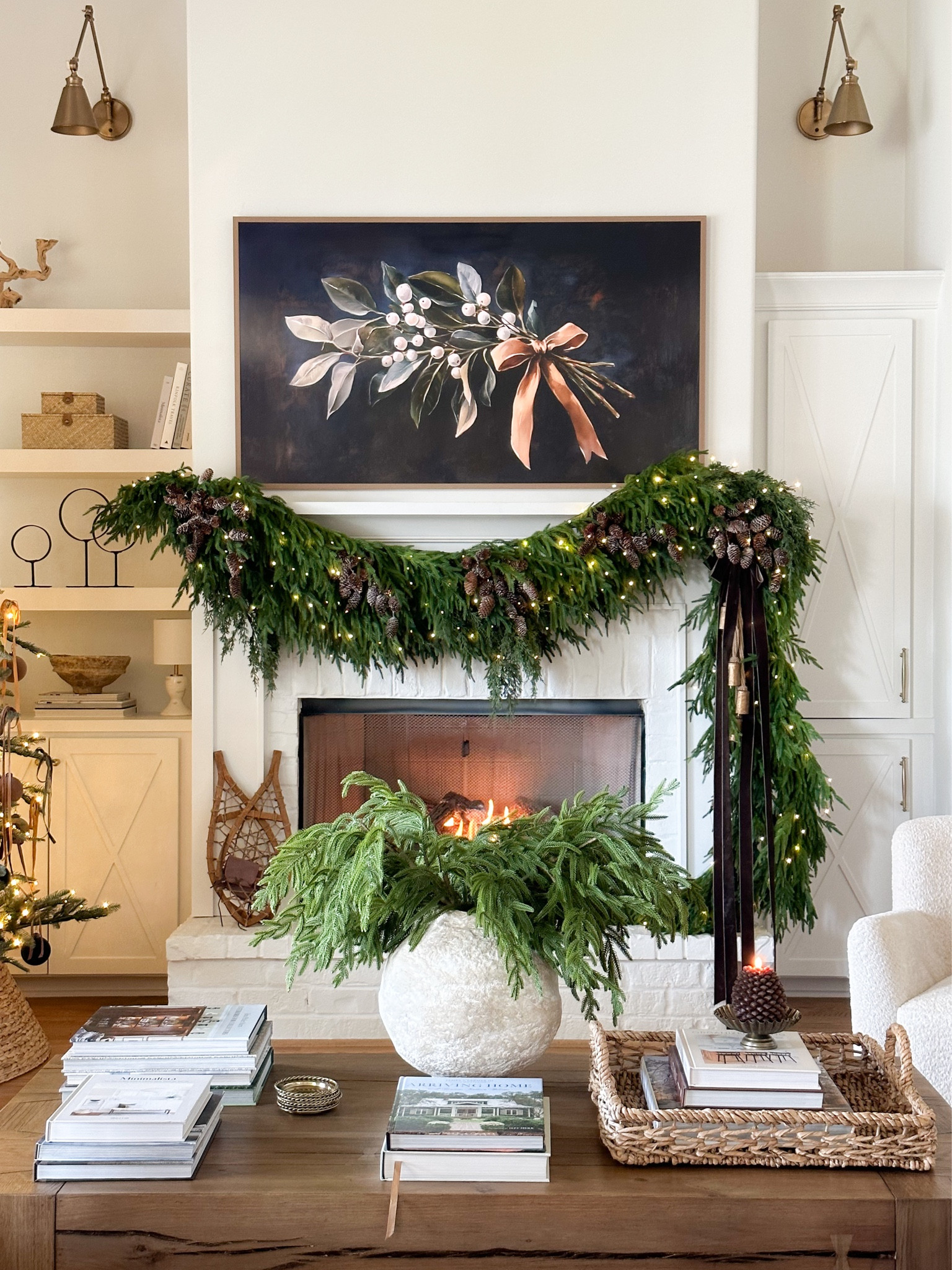 🎄 Christmas mantel 🎄

#christmas #christmasmantel #fireplace #christmasgarland #christmasdecor #coffeetabledecor #coffeetablebooks #papermachevase #vase #tablevase #beigevase #velvetribbon #christmasfireplace #manteldecor

#LTKHoliday #LTKHome #LTKSeasonal