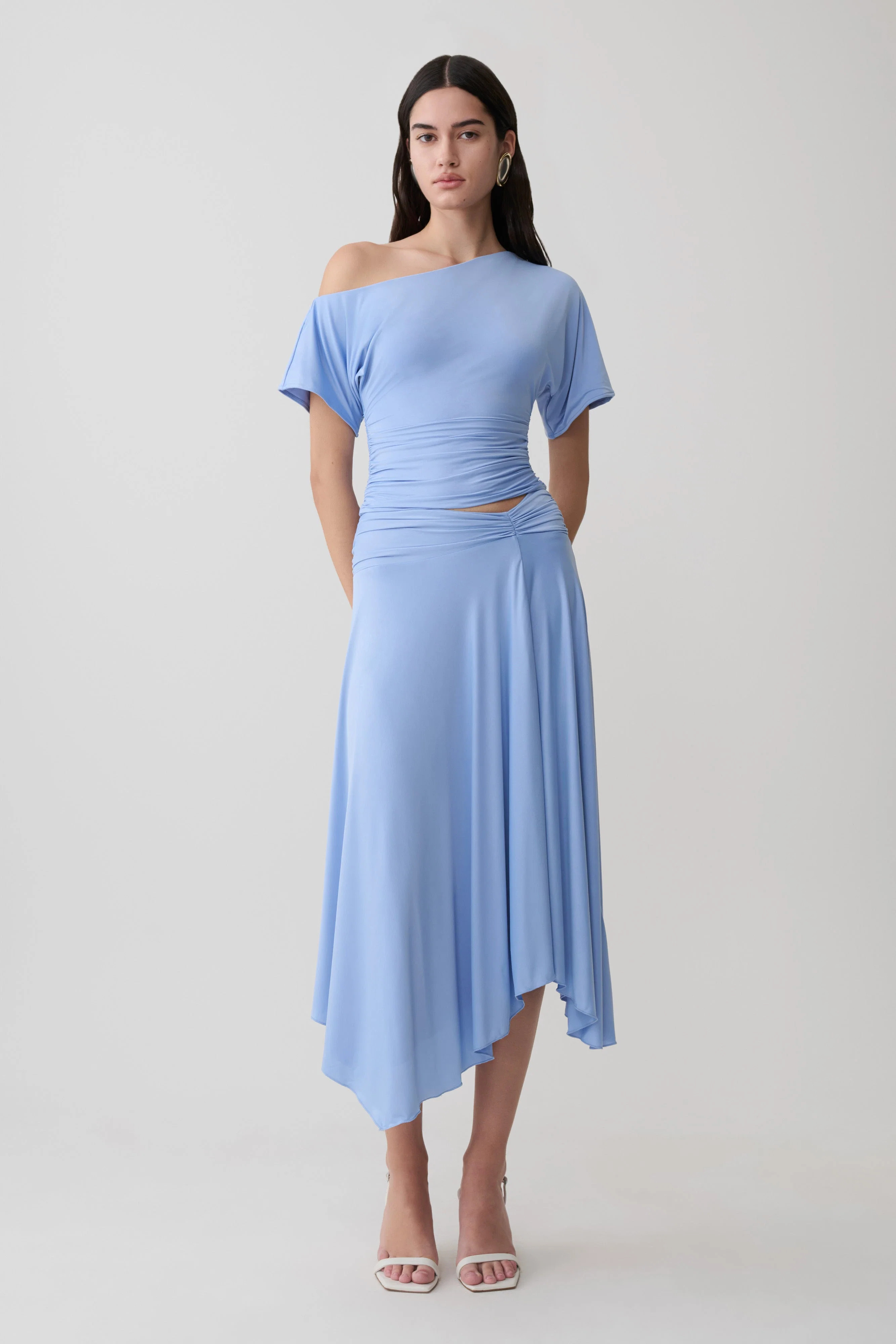 Luu Slinky Midi Skirt - Sea Blue | Meshki UK