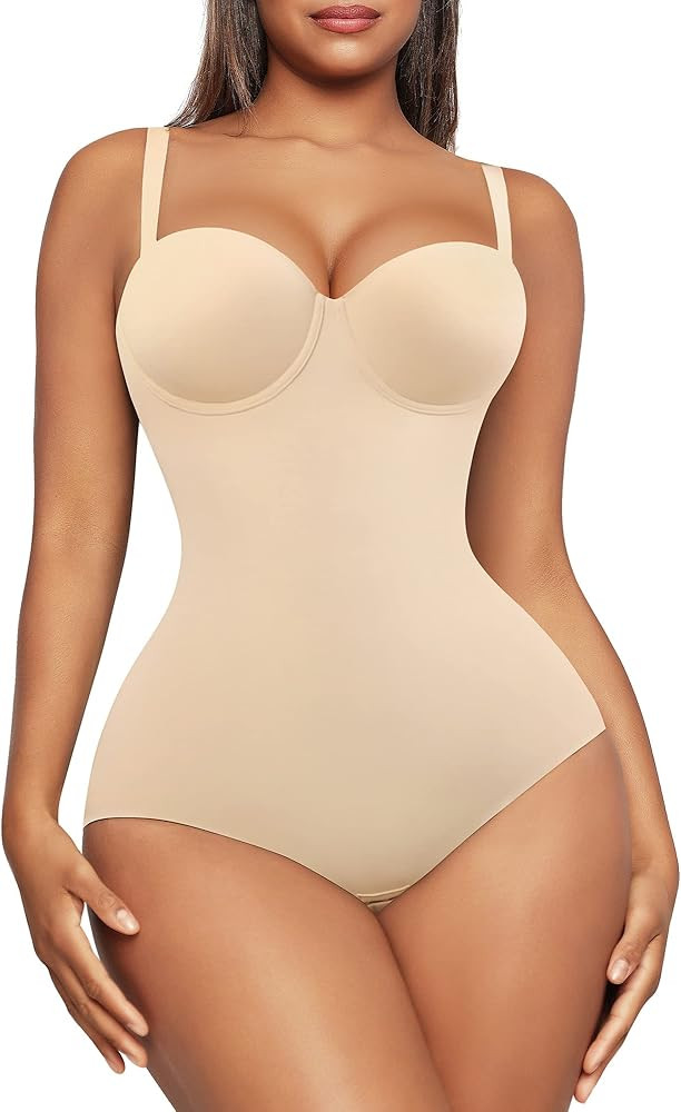 Shapewear Bodysuit for Women Tummy Control Body Shaper Seamless Shapewear Cupped with Removable S... | Amazon (US)