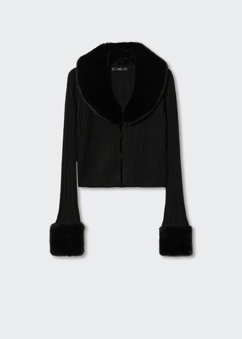 Detachable fur collar cardigan | MANGO (US)
