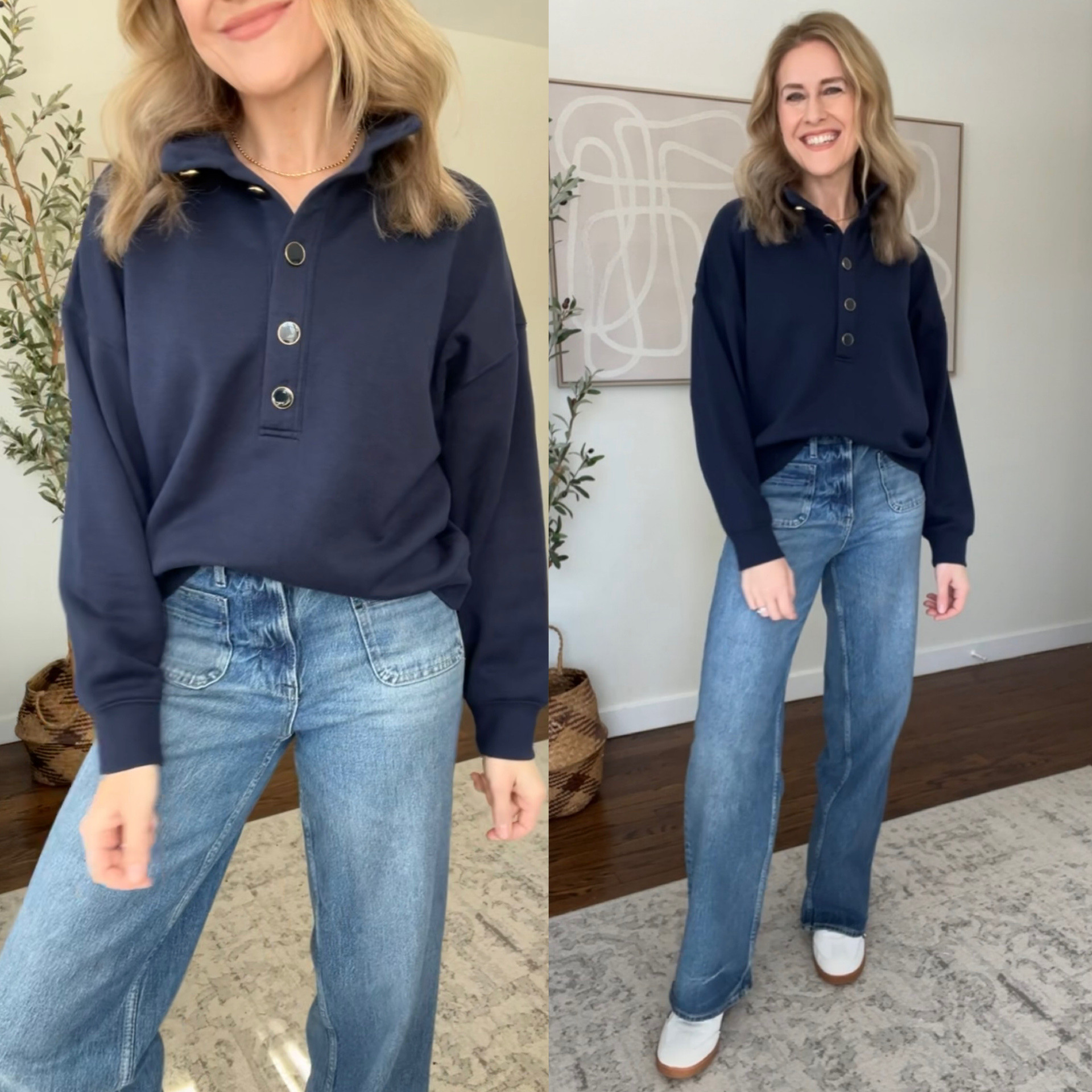 Walmart pullover that’s a 10/10 in my book! Love the fit, cozy fleece inside, button detail. I got the small. #walmartfashion 

#LTKOver40