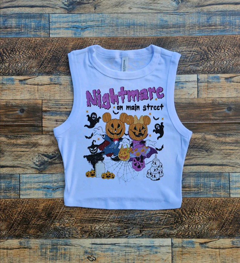 Nightmare on Main Disney Crop, Halloween Crop Baby Tee, Pumpkin Not so Scary Tank, Mickey Crop To... | Etsy (US)