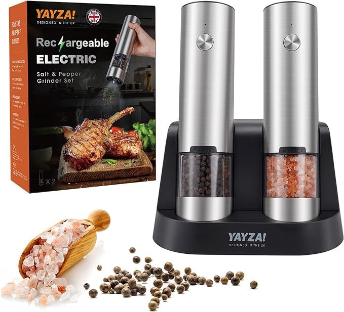 Upgraded Electric Salt and Pepper Grinder Set, Fast Chargeable Automatic Salt Pepper Grinder Mill... | Amazon (US)