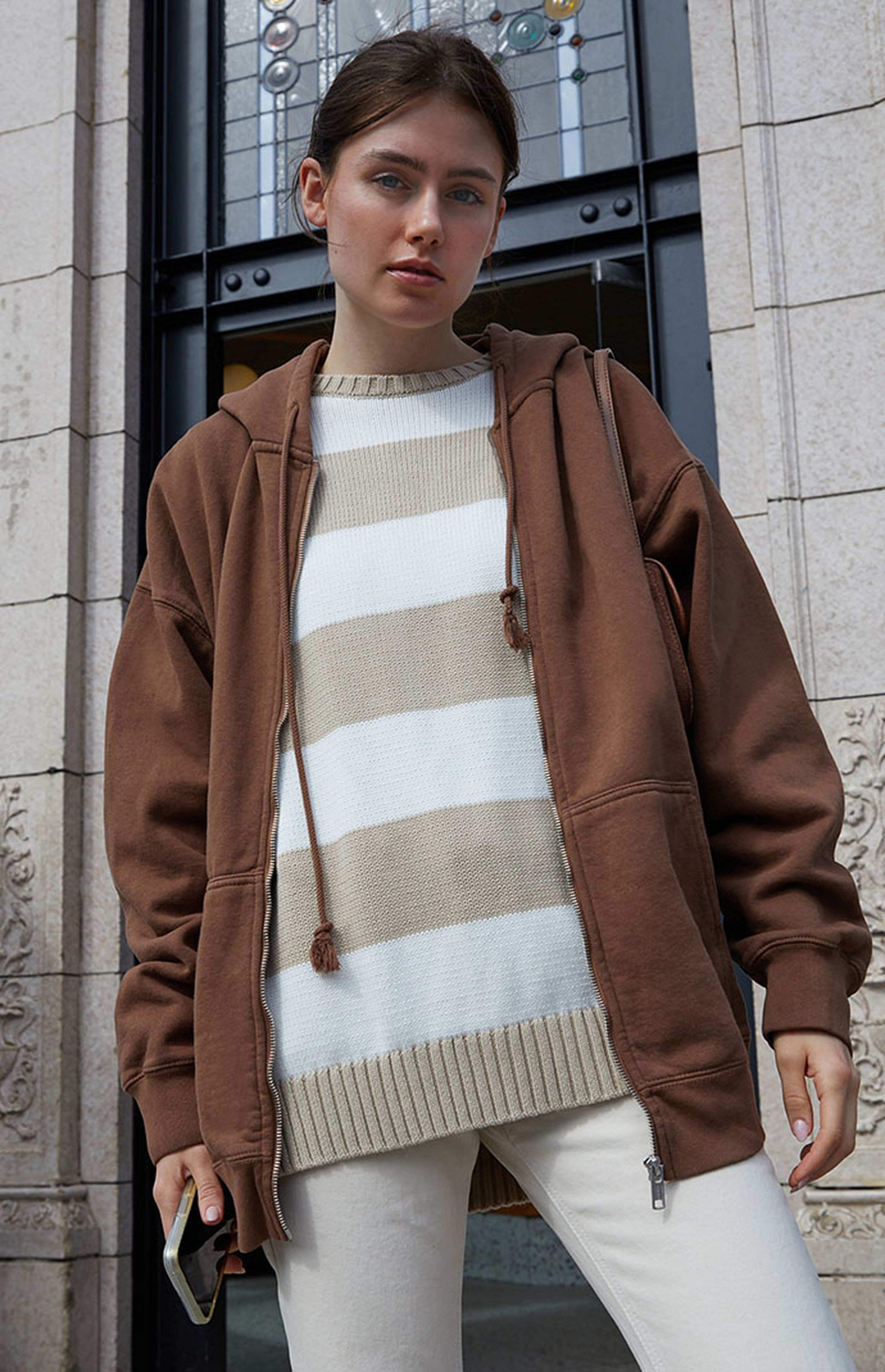 John Galt Brown Full Zip Hoodie | PacSun