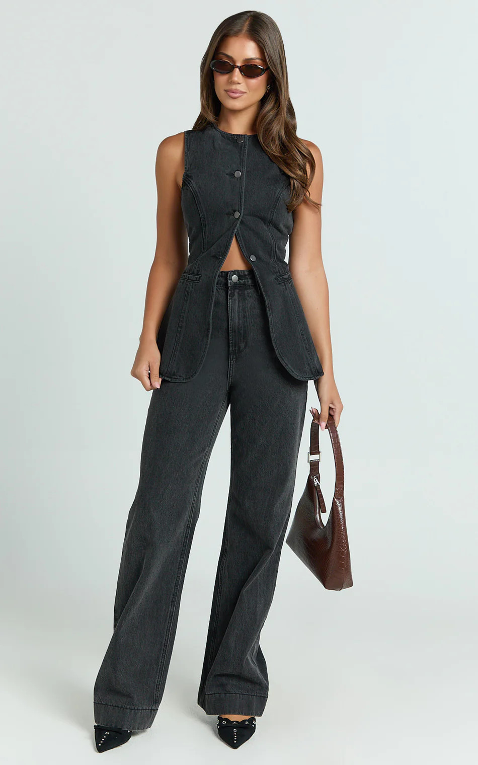 Emman Jeans - High Waisted Cotton Wide Leg Denim Jeans in Black | Showpo (US, UK & Europe)