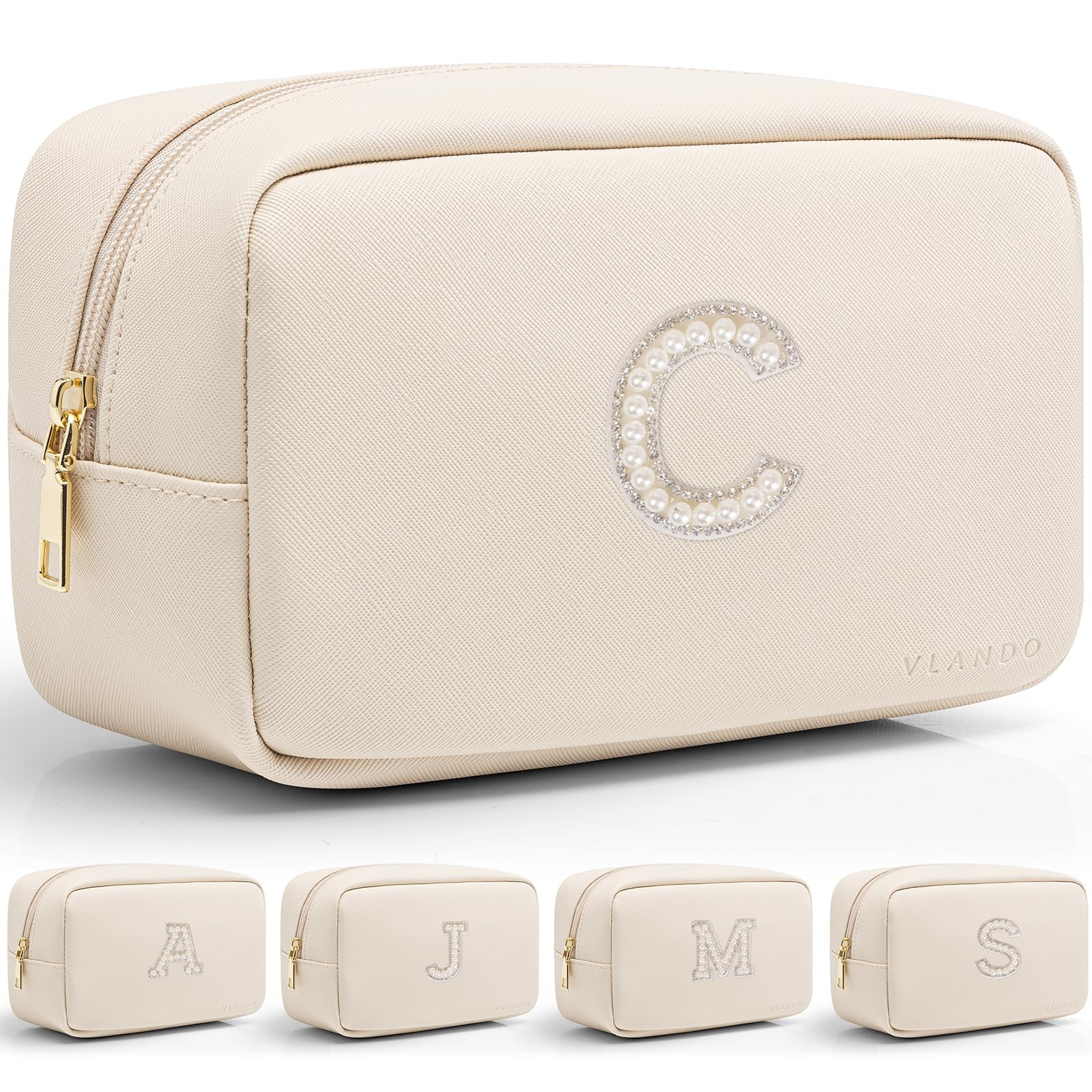 Vlando Gift for Women Small Cosmetic Pouch Make up Bag PU Leather Makeup Bag Monogram Gifts for T... | Amazon (US)