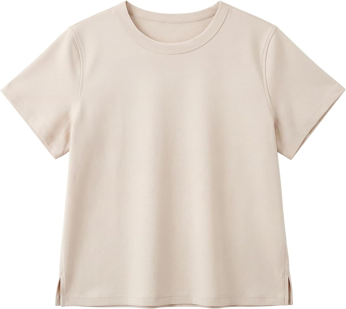 Stelle Women's Cotton T-Shirts Crewneck Short Sleeve Basic Tees Summer Casual Solid Crop Tops | Amazon (US)