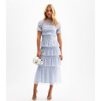 Women's Light Blue Lace Tiered Ruffle Midi Dress New Look | New Look (UK)