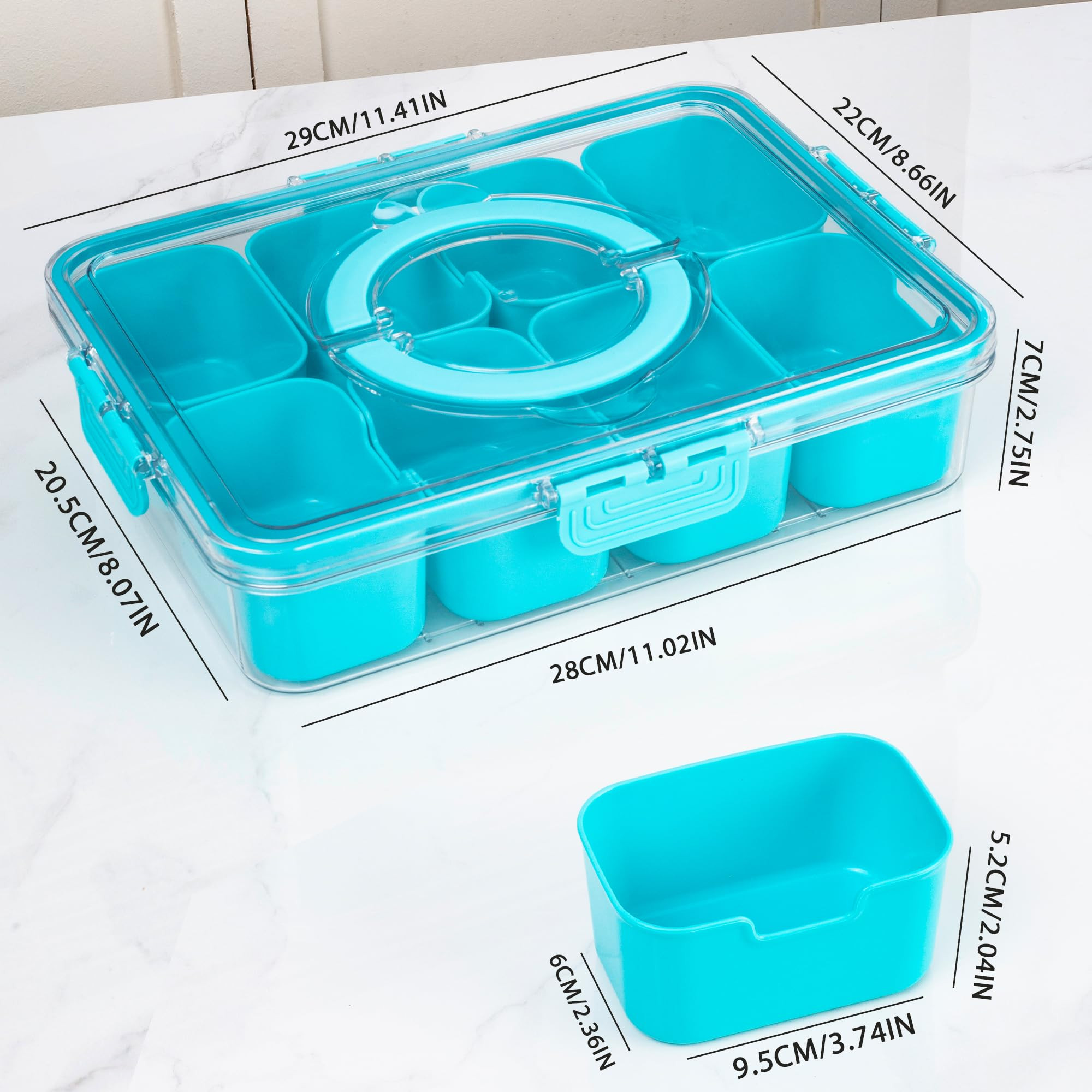 Divided Snack Serving Tray with Lid and Handle Travel Snackle Charcuterie Container Portable Stor... | Amazon (US)