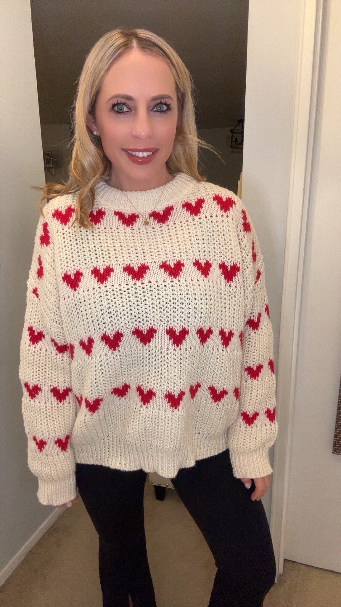 Valentine’s outfit. Heart sweater. Wearing xl. 15% off shein with code AJ25Q1 

#LTKFindsUnder100 #LTKSeasonal #LTKSaleAlert