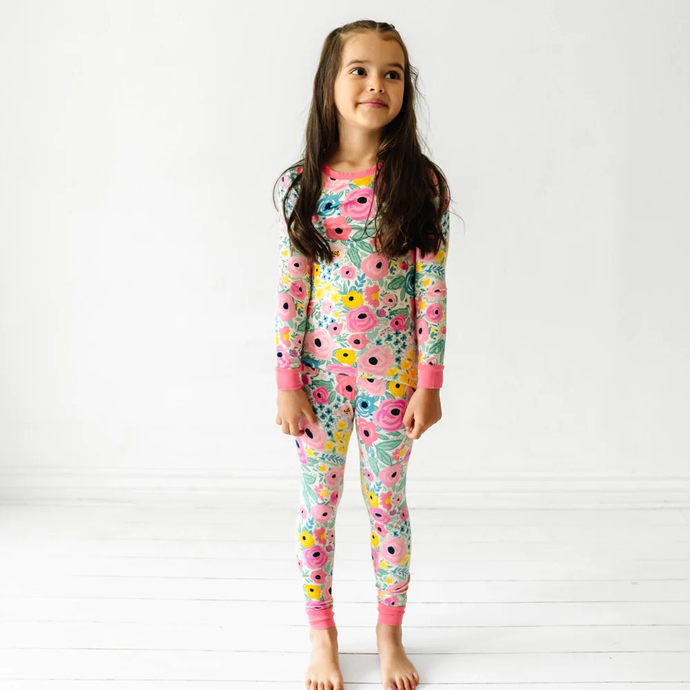 Secret Garden Two-Piece Bamboo Viscose Pajama Set | Little Sleepies